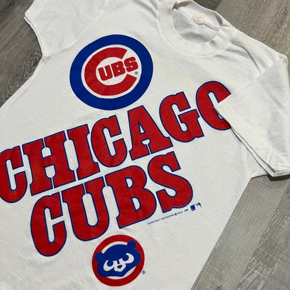 VTG Chicago Cubs 1989 White Big Graphic MLB 80s I… - image 2