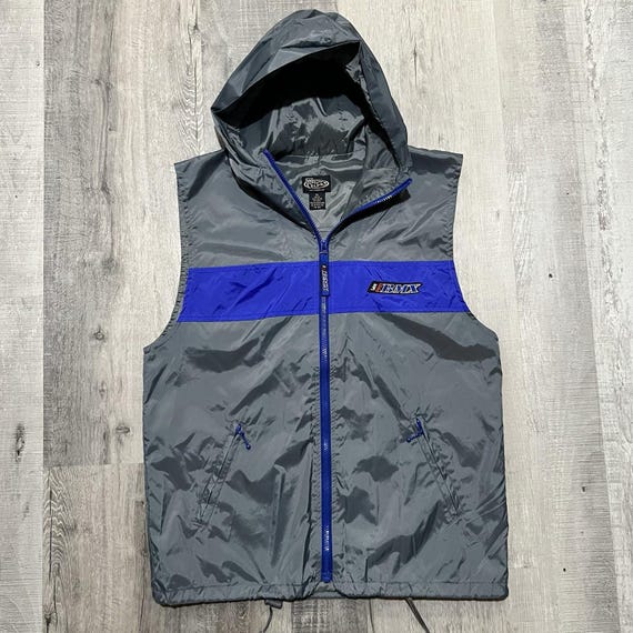 レア 90s 00s Macgear nylon rave vest VTG Lee Pipes BMX Sleeveless Grey /blue Nylon 90s Y2K Hooded