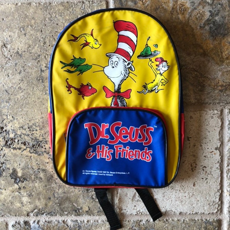 Seuss Cat in The Hat 1997 Kids BackpackFestival Bag Vintage Dr