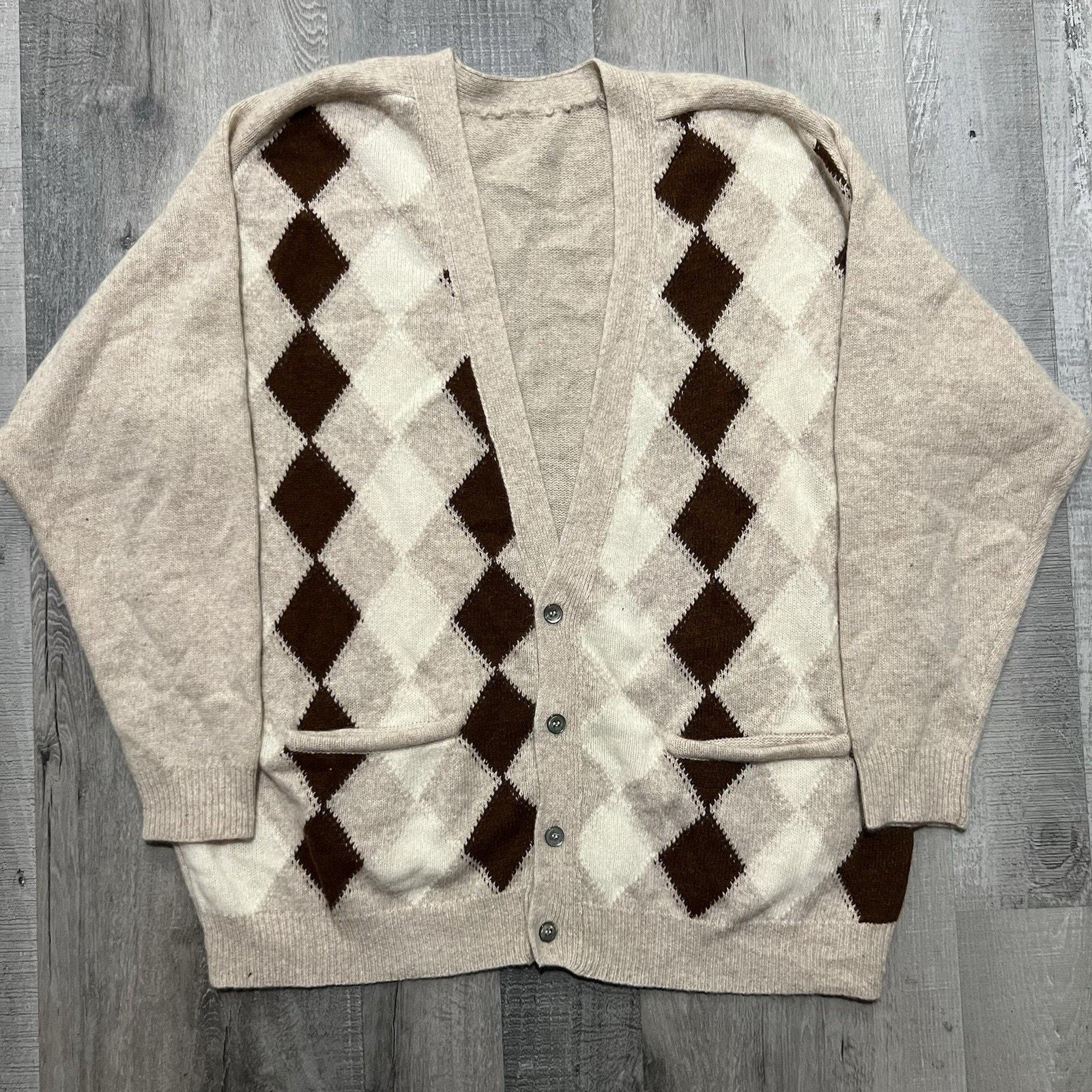 Vintage Mens Mohair Argyle Cardigan - Etsy