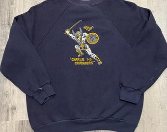 VTG Charlie Company 1-5 Crusaders 1970s Blue Vietnam USMC Marines Sweatshirt