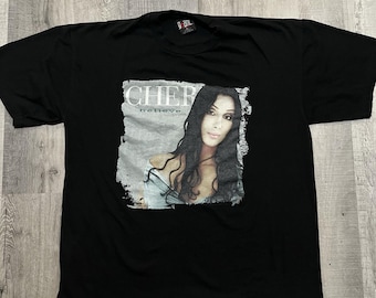 Vtg 90s Cher Believe Tour Concert T-shirt Black M 1998 1999 Pop