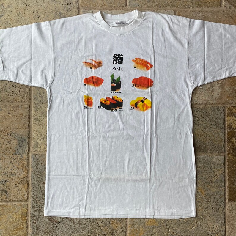 Vintage Tokyo Sushi Shiso Roll 90s Single Stitch Japanese Anime Japan Culture Tee