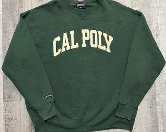 VTG Cal Poly College Sweatshirt Green 90s Crewneck San Luis Obispo California XL