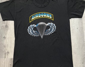 VTG Airborne Forces 70s/80s Black Paratrooper Military USAF Army Infantry Shirt