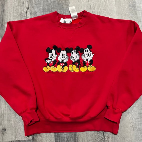 VTG Disney Catalog Red 90s Mickey Mouse Thick Emb… - image 1