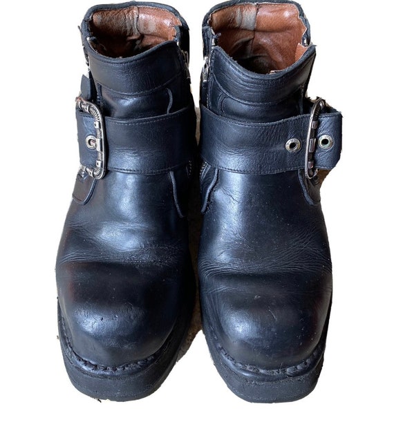 New Rock Leather Mid Height Metal Heel Gothic Punk