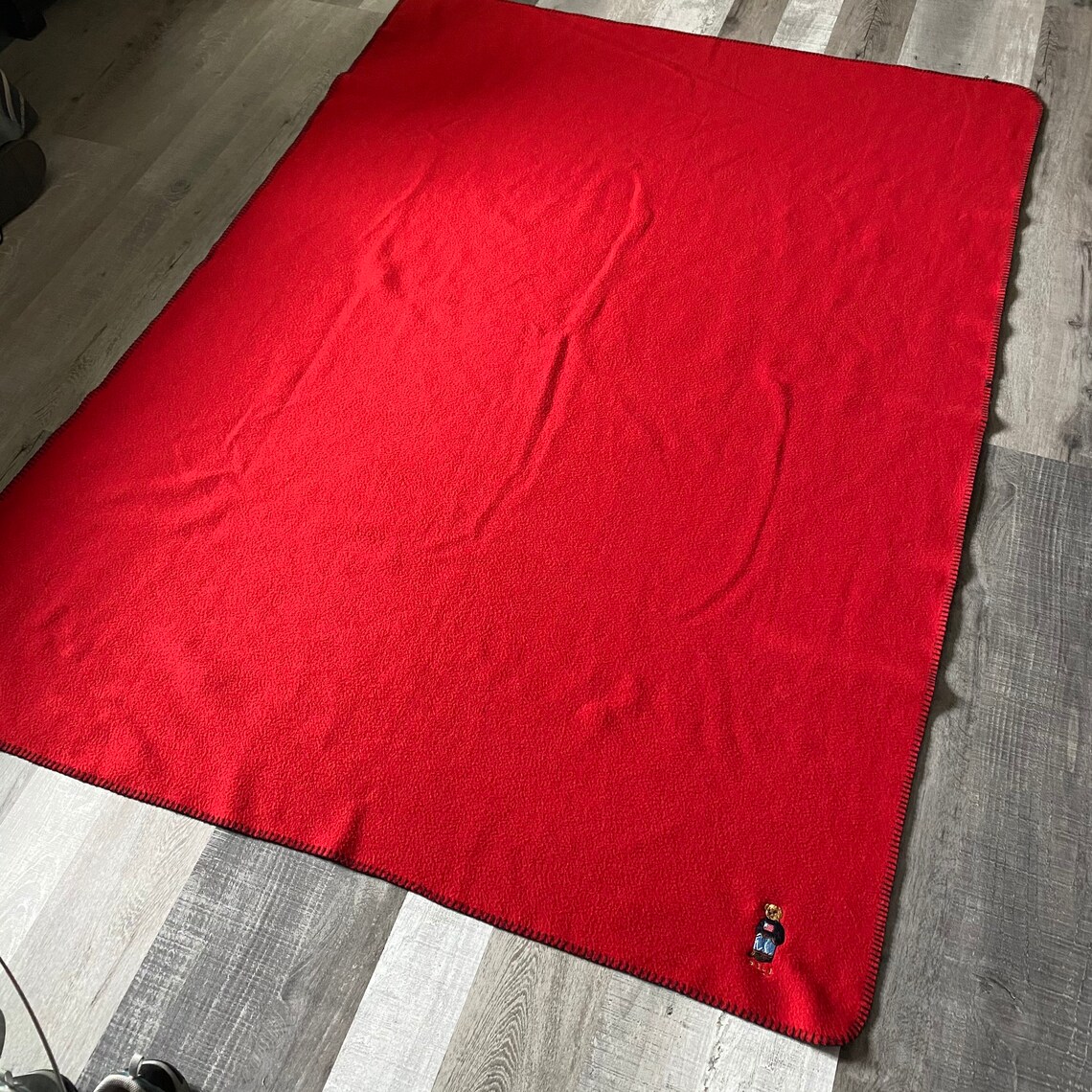 Vintage Lauren Ralph Lauren Red Fleece Polo Bear Throw Blanket Etsy