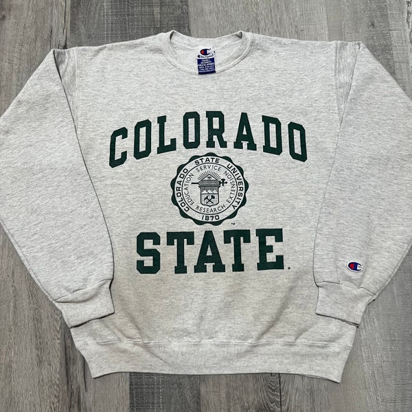 VTG Champion University Of Colorado Distressed CSU Rams College Sweatshirt Small