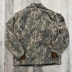 VTG Carhartt J63 MOT Jacket 90s Mossy Oak Camo Treestand Camouflage Mens L image 2