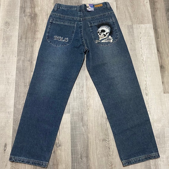 SOLO Jeans Blue Denim Expolited Skull 