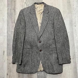 VTG Hill & Archer Harris Tweed Mens Pure Scottish Wool Herringbone Blazer Coat