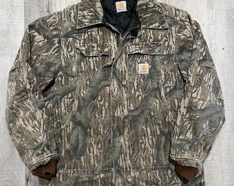 VTG Carhartt J63 MOT Jacket 90s Mossy Oak Camo Treestand Camouflage Mens L