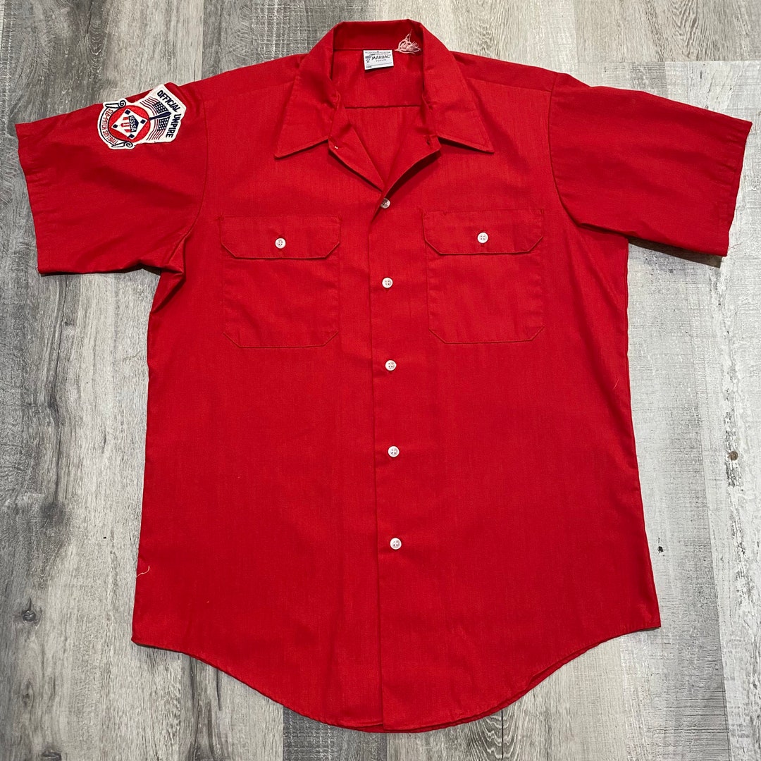 Vintage Mardac Poplin Red USSSA 80s Slow Pitch Softball Umpire Uniform