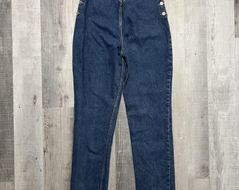 Lawman Jeans Bareback Western Button Blue Denim High Rise Rodeo Cowgirl Sz 9/10