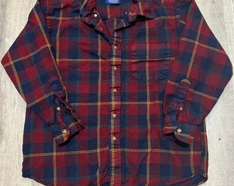 VTG Sir Pendleton Red Plaid Worsted Wool Y2K Long Sleeve Button Flannel Shirt