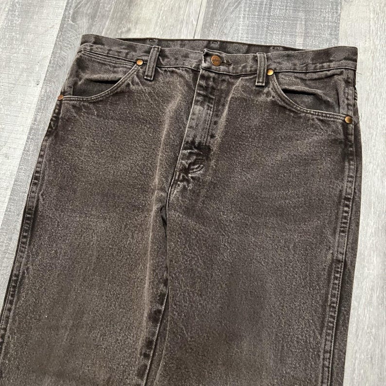 VTG Wrangler Brown Denim Mens Cowboy Jeans 936KCL Straight Leg Faded Y2K 35 image 3