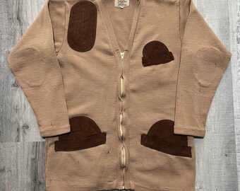 VTG 40s 50s Bob Allens Gun Club Sportswear Hunting Shooting Zip Sweater Cardigan