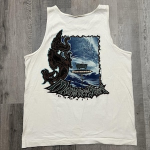 VTG Monster Surf Northshore Hawaii 1994 White Hawaiian Surfing Beach Tank Top