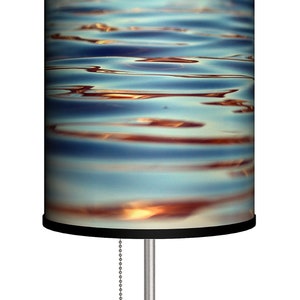 Water Lamp - Contemporary Blue Table Lamp Shade with Water Reflection - Bedside Table Lamp Decor
