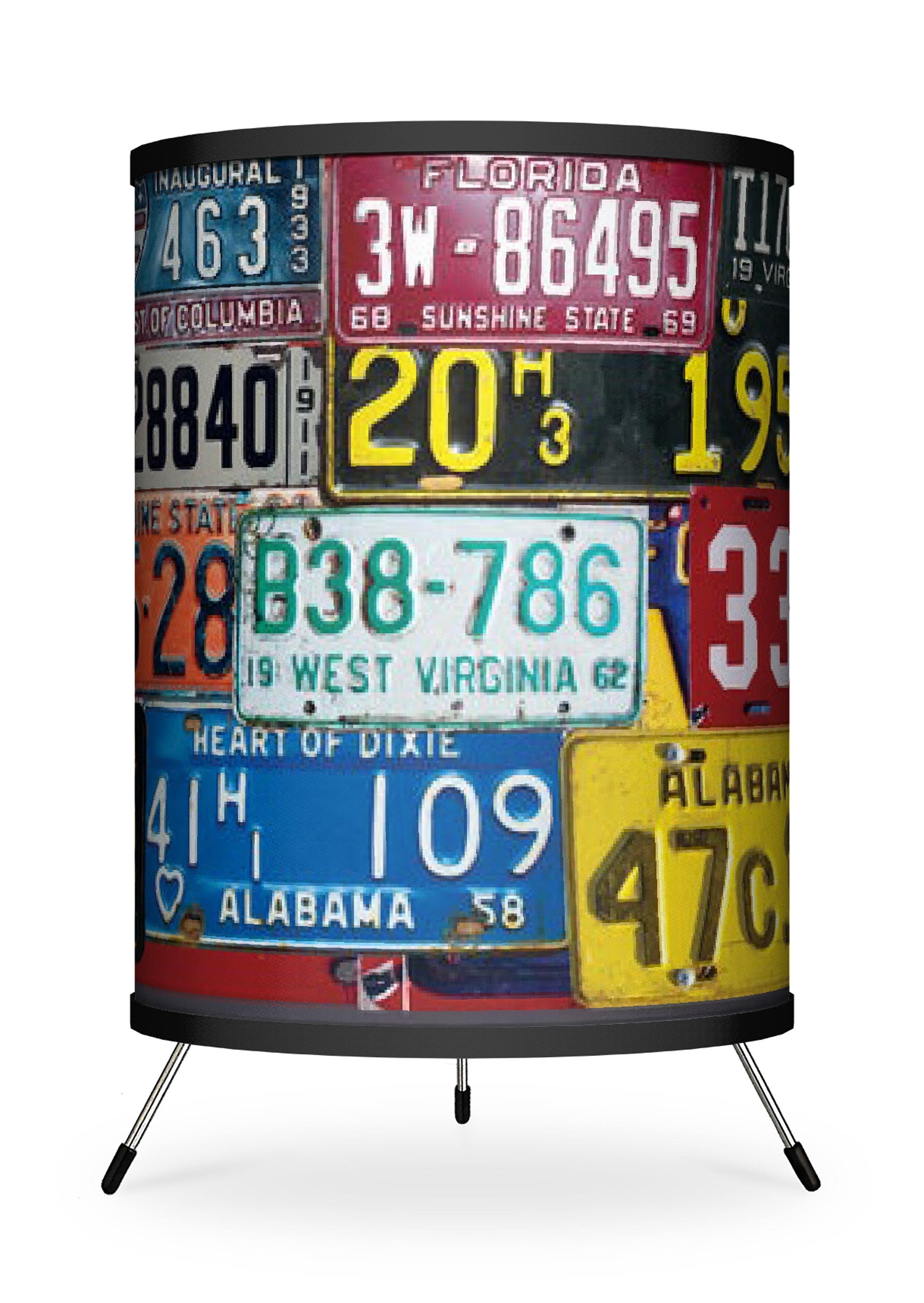 Vintage License Plate Lamp Shade Light Fun Colorful Table Etsy