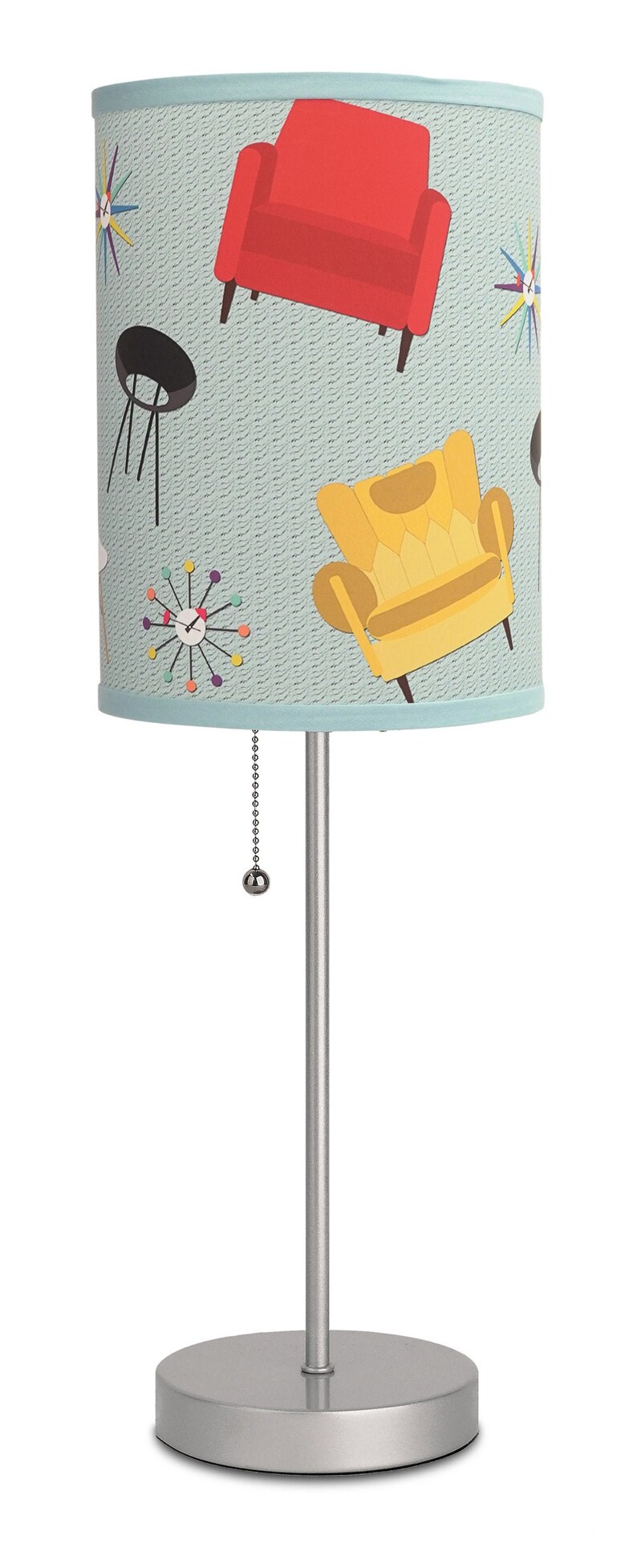 Fun Printed Lampshades Lighting Mid Century Table Lamp Modern Chairs Home Decor