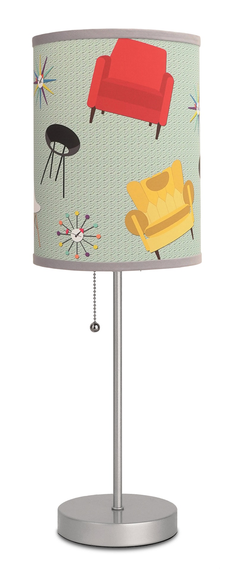 Fun Printed Lampshades Lighting Mid Century Table Lamp Modern Chairs Home Decor