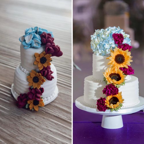 Wedding cake ornament, personalized wedding keepsake, custom wedding cake replica, fist Christmas married ornament, personalized wedding gif