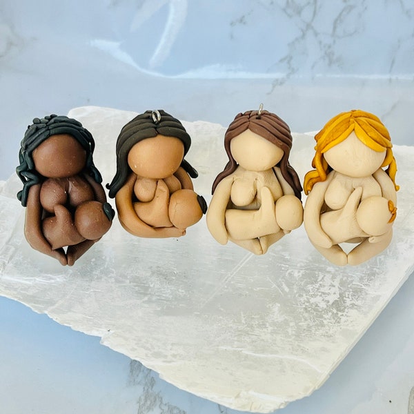 Breastfeeding mom art, nursing gifts for her, new mom gift jewelry, doula gift, nursing mom gift, mother and baby sculptures, Christmas gift