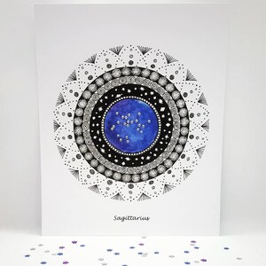 STAR SIGN MANDALA Limited Edition Art Print Gems Constellation Zodiac Birthday image 1