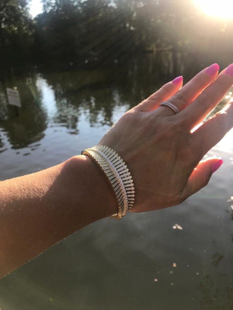 Art Deco Style Hand Finished Sterling Silver Cubic Zirconia Stat Art Deco Style Hand Finished Sterling Silver Cubic Zirconia Stat