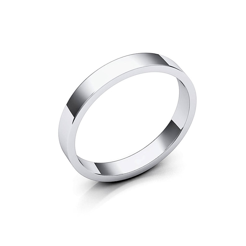Flat Edge Classic Ring Anniversary or Wedding Band Solid 14K White Gold 3mm Flat Wedding Band