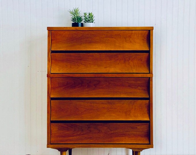 Soldmid Century Modern Dresser, Tall Boy, Chest of Drawers, Nursery, Blanket Storage, Danish