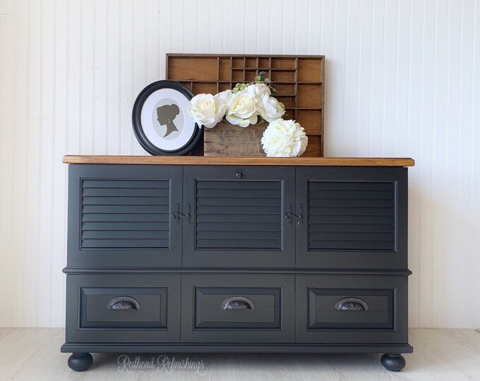 Black Cedar Chest, Farmhouse Cedar Chest, Blanket Storage, Bench