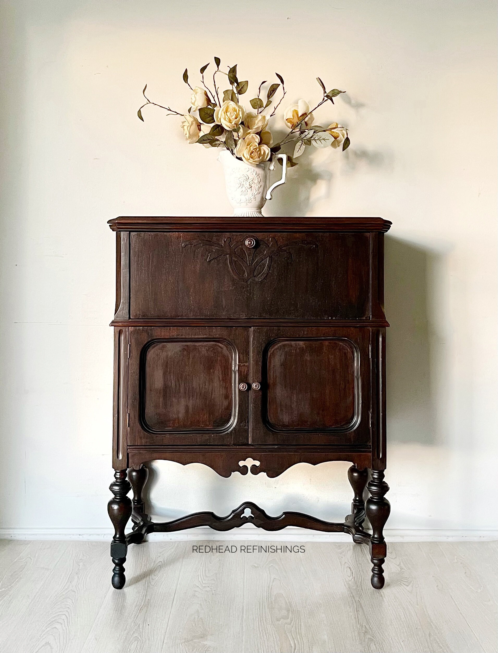 Antique black bathroom storage hutch Etsy