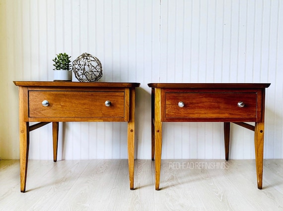 Mid Century Modern End Tables Nightstands Lane Walnut Etsy