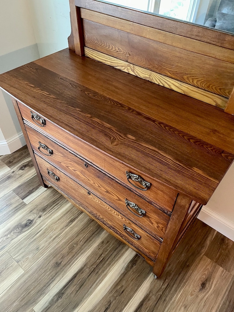 Antique Dresser With Mirror Antique Oak Vanity Entryway Etsy