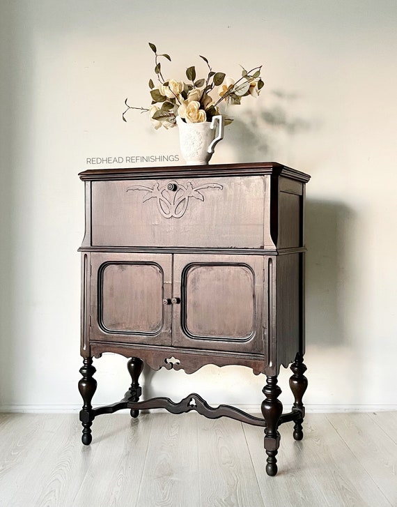 Antique black bathroom storage hutch Etsy