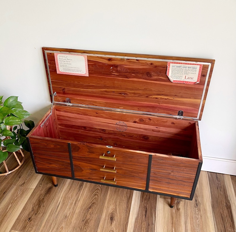 Mid Century Modern Cedar Chest MCM Bench Blanket Storage | Etsy