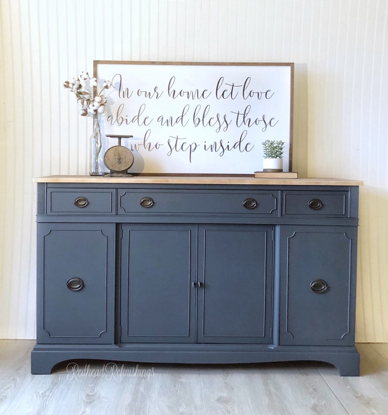 Soldvintage Painted Buffet Tv Stand Farmhouse Gray Image 0