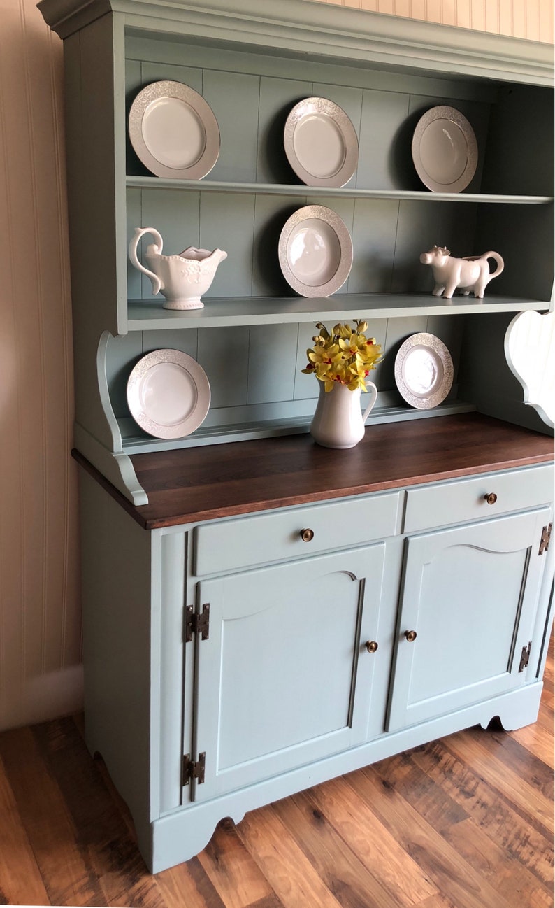 Ethan Allen farmhouse hutch blue buffet china Etsy