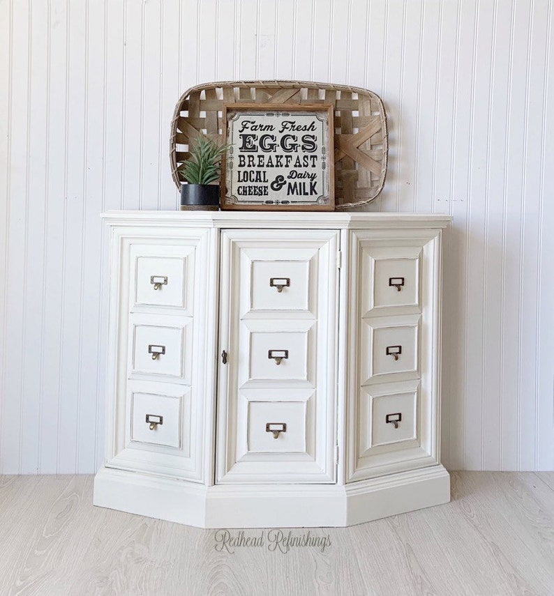 Card Catalog Cabinet Buffet Entryway Table Bathroom Etsy