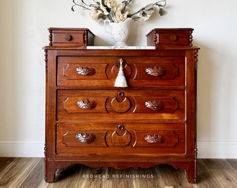 Antique dresser, Victorian dresser, Eastlake dresser, entryway table, bathroom vanity