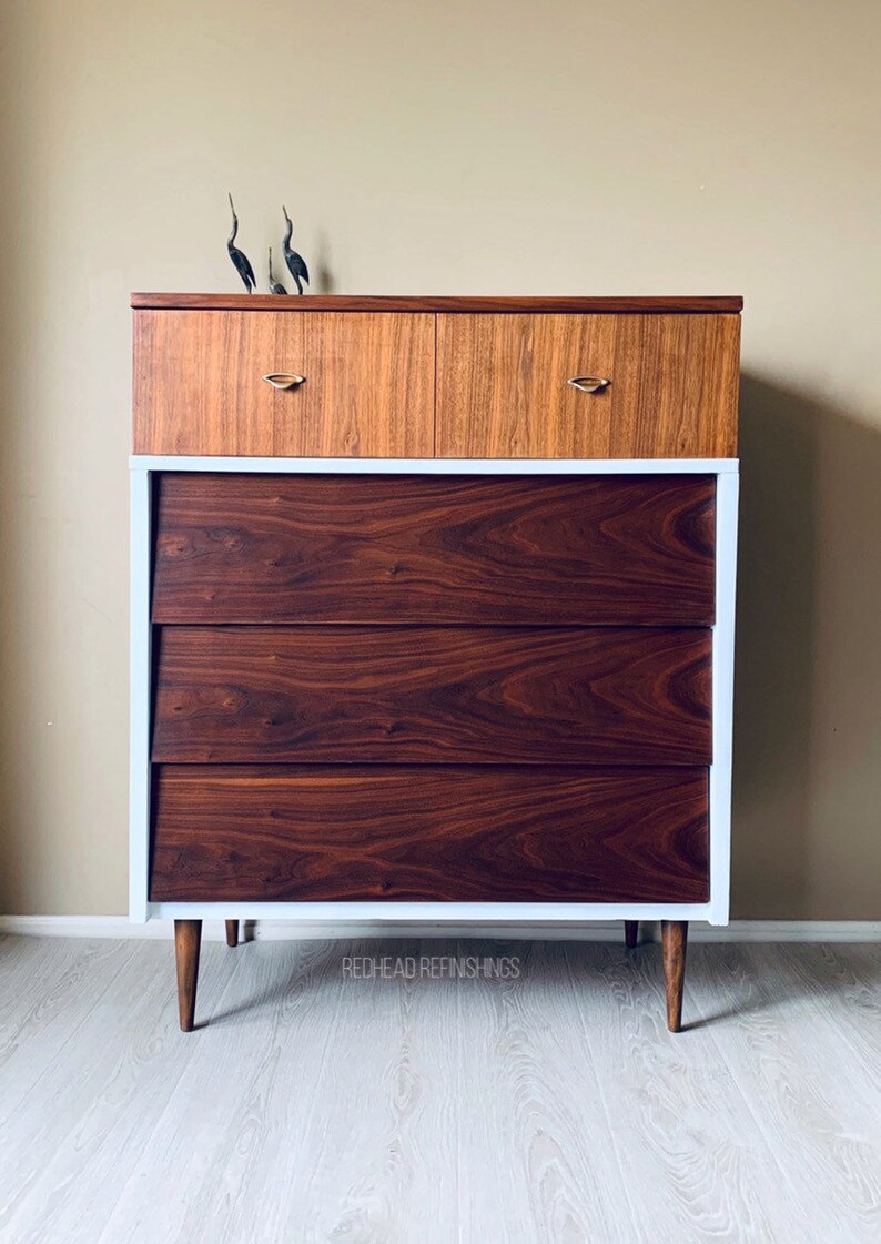 Mid Century Modern Dresser Mcm Chest Of Drawers White Image 0
