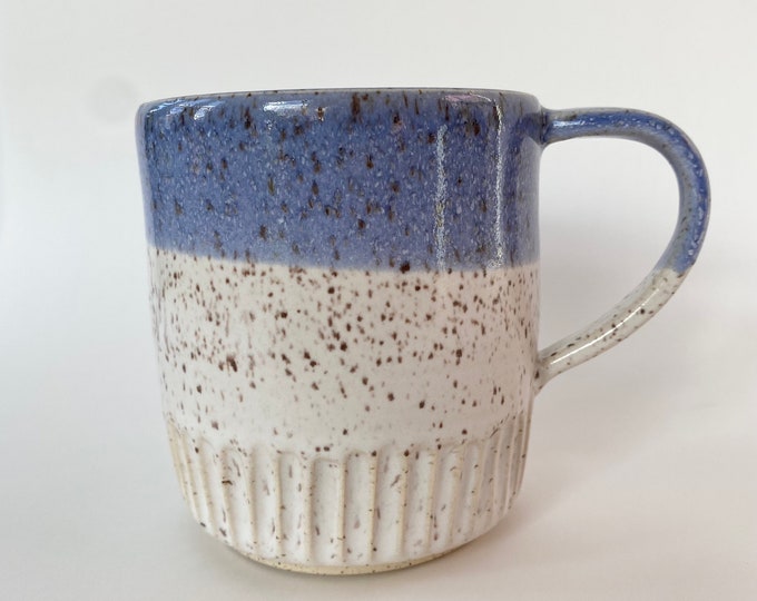 Speckled White Mug with Blue Rim (3)