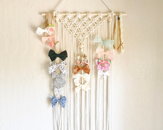 Boho Bow Holder Macrame Wall Hanging nursery Decor Wall - Etsy