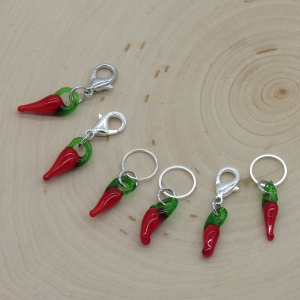 Chili Pepper stitch markers, Chili pepper progress keepers, Stitch markers, Progress keepers, Row markers, Knitters gift, Row counters