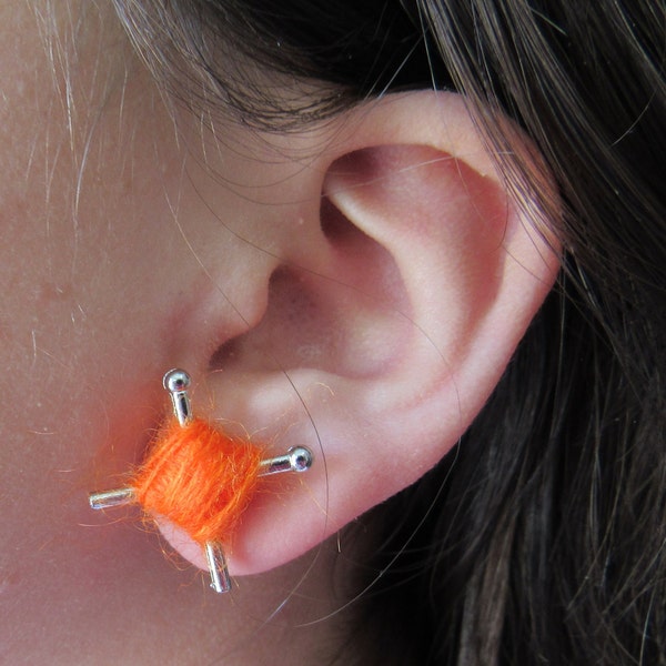 Yarn ball  earrings, Yarn earrings, Wool ball earrings, Yarn ball earrings, Yarn ear Studs, Wool ear studs, Miniature yarn ball earrings