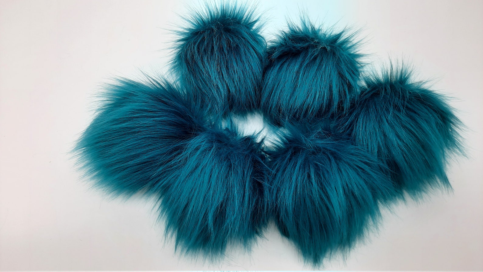 Blue fur fabric Teal pom pom Luxury faux fur pom pom Teal Etsy