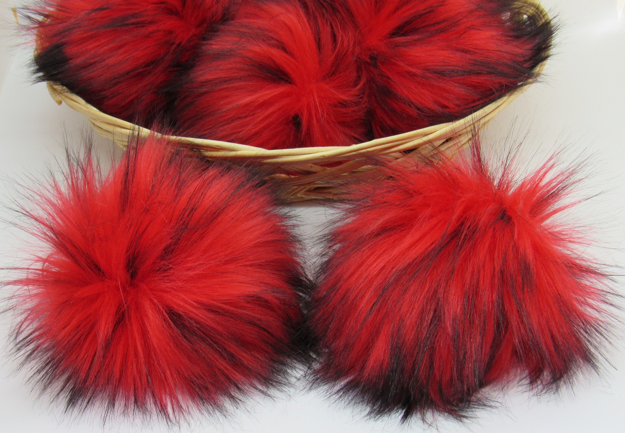Red Faux fur Pom Pom Red fur fabric Luxury fur pom pom Etsy